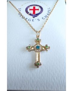 61002 Gold Plated Cross With Pearls and Crystals