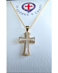 61003 Cross Pendant with CZ and MOP