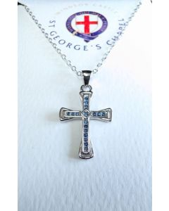 61008 Blue CZ Cross Pendant